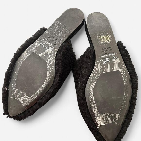 Jenni Kayne Luxe Fuzzy Pointed Shearling Mule Flats Minimalist Quiet Luxury 37/7 - Picture 4 of 7